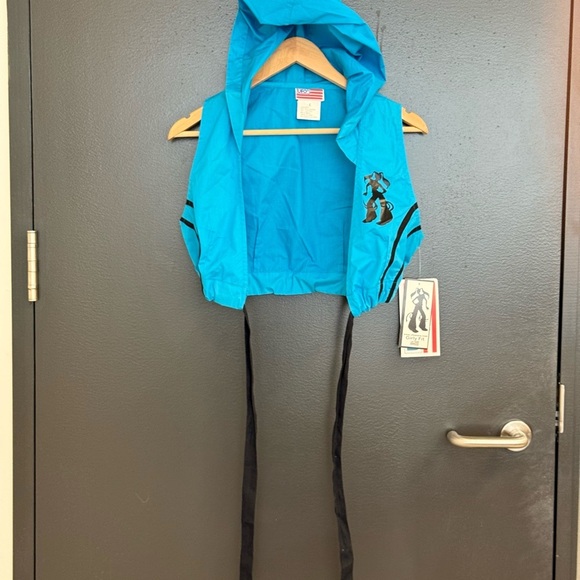 UFO NWT VINTAGE Y2K crop ultra rare!!! Size L Black and Blue Crop Tie Front Top - Picture 3 of 14